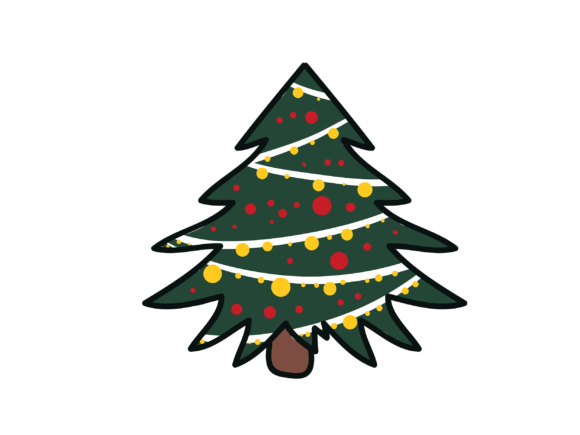 Beautiful Snow Christmas Tree in Night Icon for Website Design