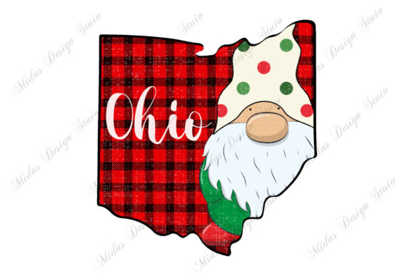 Buffalo Plaid Ohio Christmas Embroidery
