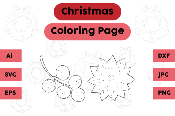 Christmas Coloring Page Decoration Sett for Crafting and Etsy Products