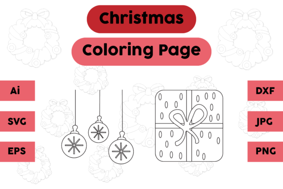 Christmas Coloring Page Gift Lamp Set 02 for Digital Sellers