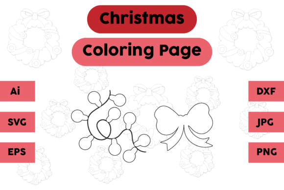 Christmas Coloring Page Lamp Tie Set for Blog and Website Design