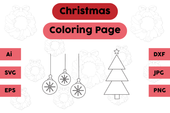 Christmas Coloring Page Lamp Tree Set 02 for Blog and Website Design