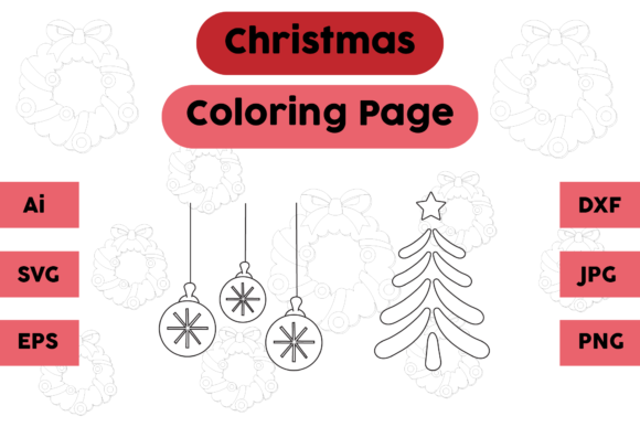 Christmas Coloring Page Lamp Tree Set 03 for Branding and Marketing
