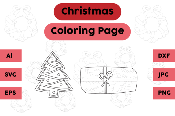 Christmas Coloring Page Tree Gift Set 03 for Coloring Pages Amp
