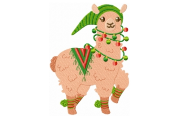 Christmas Llama with Hat - A Festive Baby Animal Graphic Design Asset
