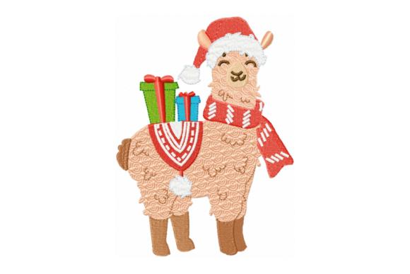 Christmas Llama with Presents – A Festive Baby Animal Graphic Asset