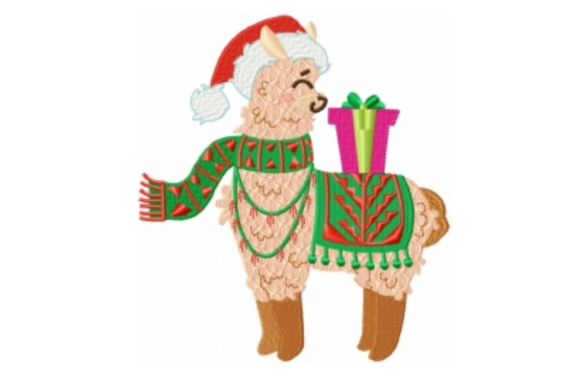 Christmas Llama with Scarf - A Festive Baby Animal Design