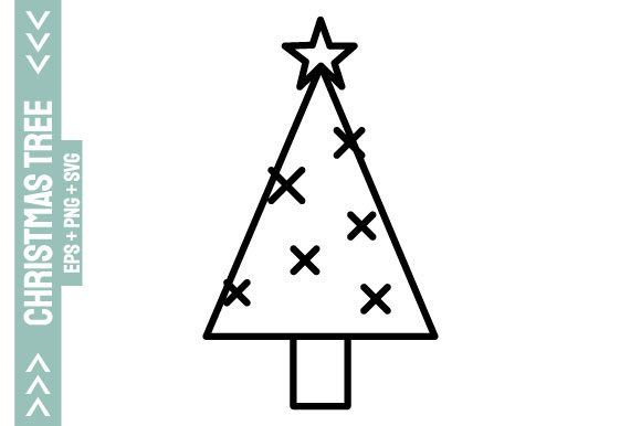 Christmas Tree Line Art Icon for Crafts