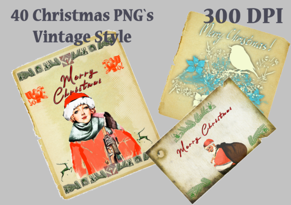 Christmas Vintage Cards and Styles Graphic Templates