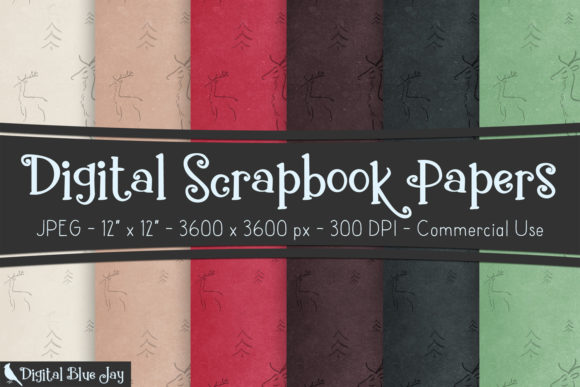 Digital Textured Paper - Christmas Deer