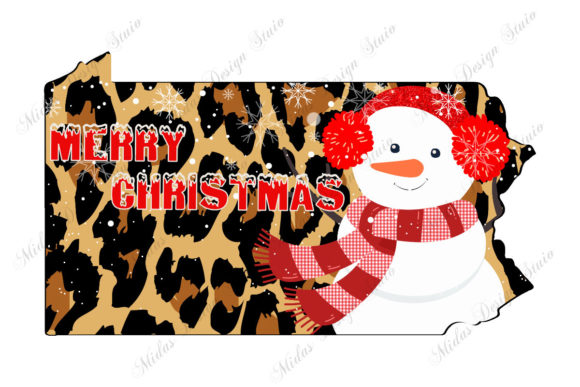 Leopard Pennsylvania Christmas with Snow Graphic Design Asset