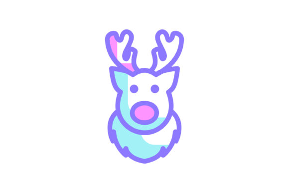 Purple Moose Christmas Icon for Digital Product Creation