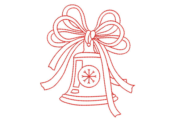 Redwork Christmas Bell for Local Business Branding
