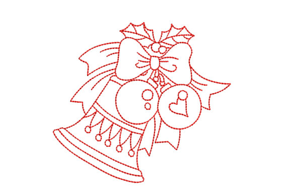 Redwork Christmas Bell with Bow for Festive Branding