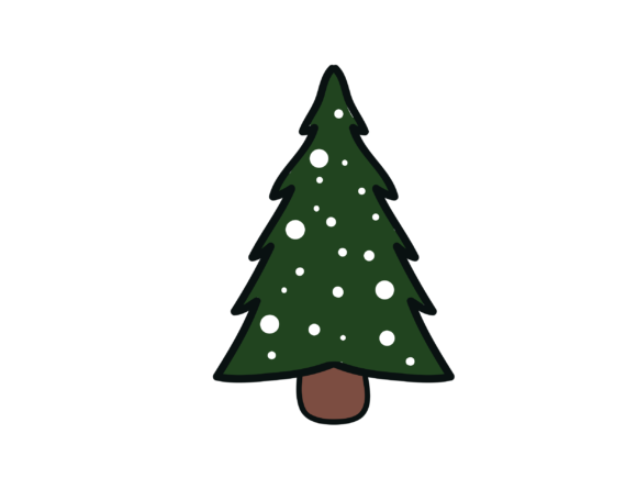 Snow Christmas Tree in Winter Eve Icons