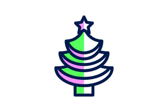White and Pink Tree Christmas with Star Icon